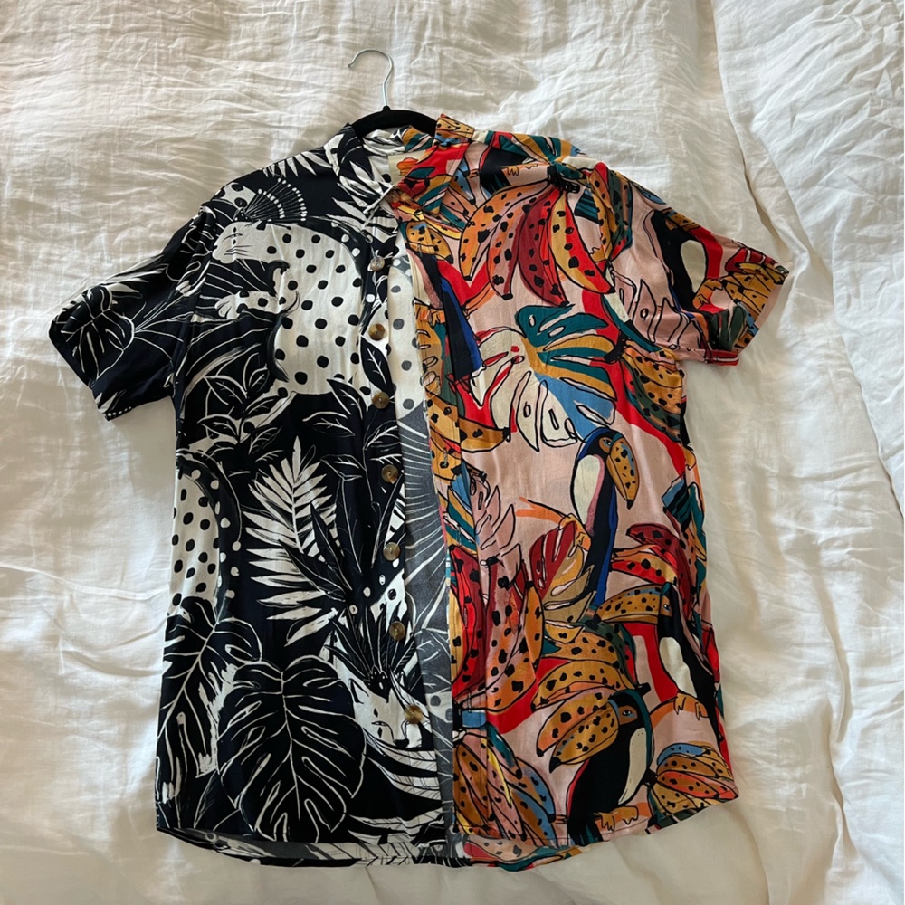 FARM Rio Black and White Button Down Shirt